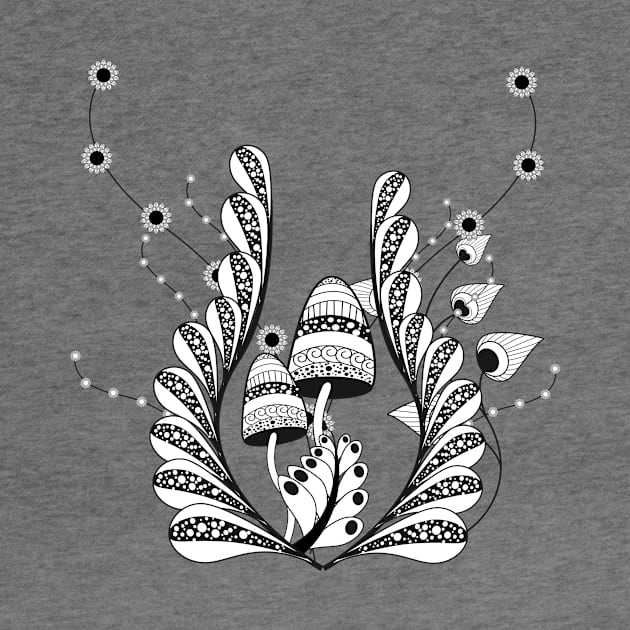 Wonderful mushrooms, zentangle design by Nicky2342